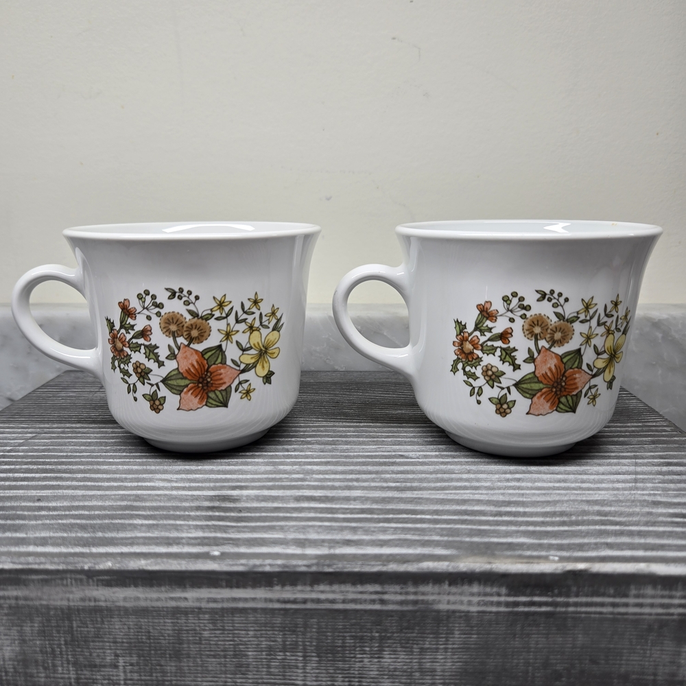 Vintage Set Of‎ 2 Corelle Corning Ware "Indian Summer" Coffee or Tea Mugs 1970s